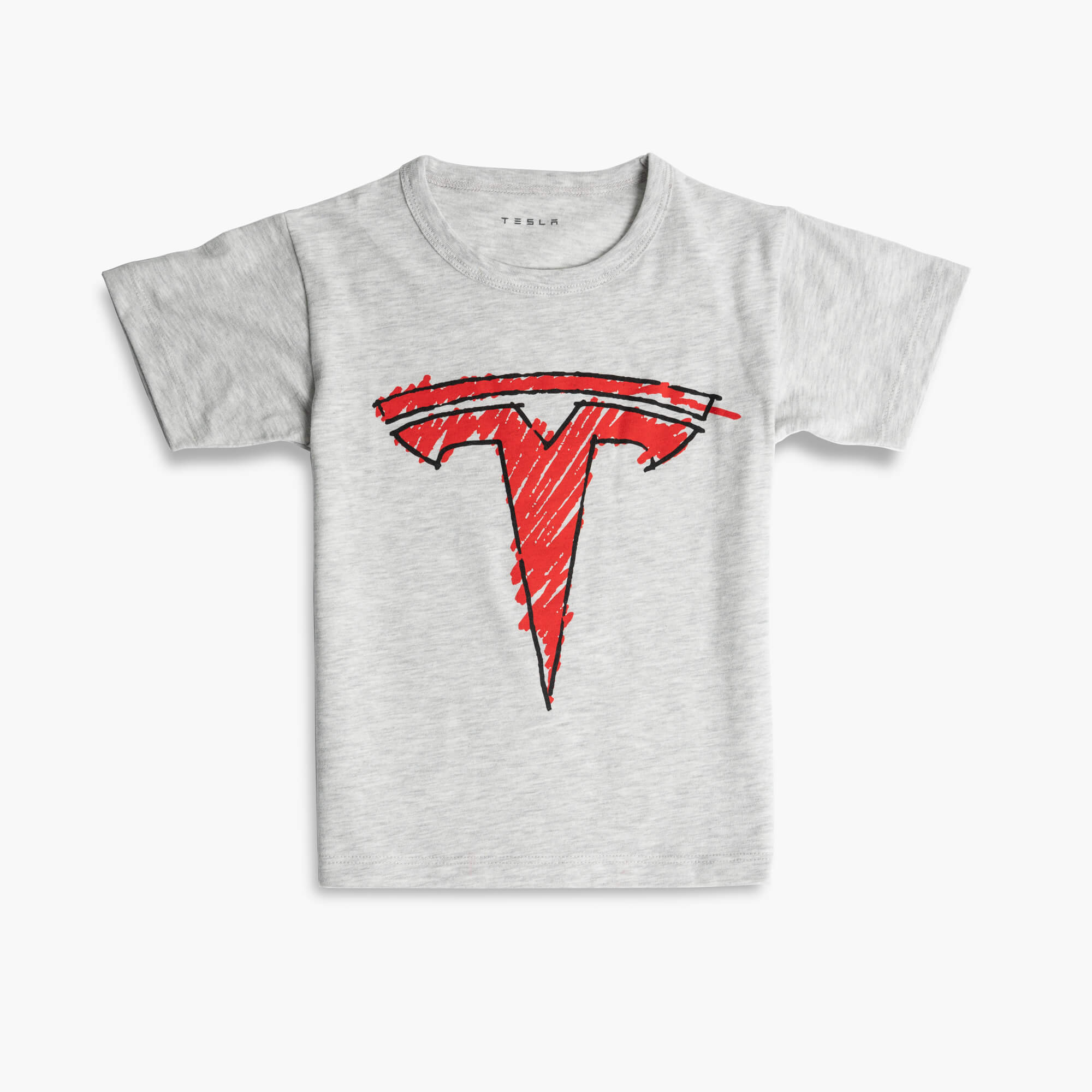兒童手繪風Tesla T logo T恤