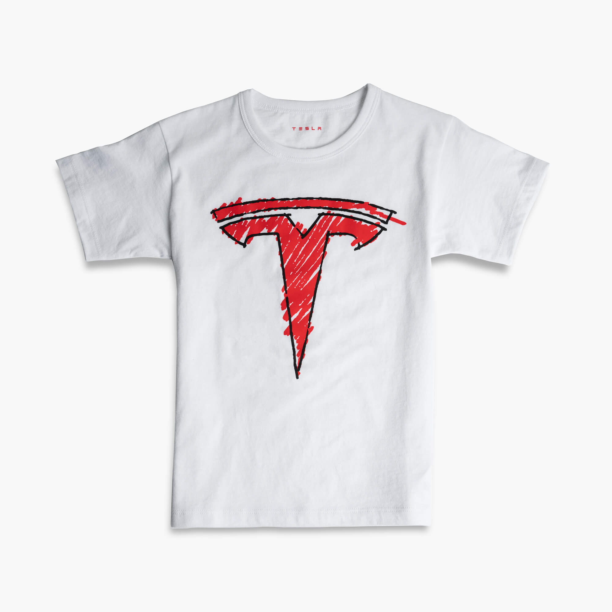 兒童手繪風Tesla T logo T恤